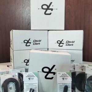ASA HS-1A aviation headset with boom microphone and cushioned ear seals David Clark H10-13.4 aviation headset with green ear cups and noise-canceling microphone